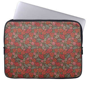 Victorian Steampunk Old Lock Key Red Poppies Laptop Sleeve