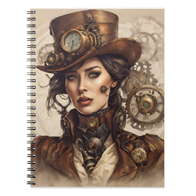 Victorian Steampunk Portrait of a Woman Notebook (Front)