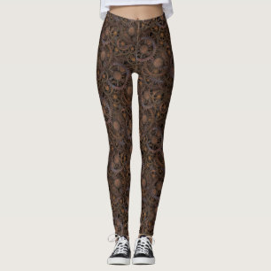 Victorian Steampunk Rusty Clockwork Cogs Leggings