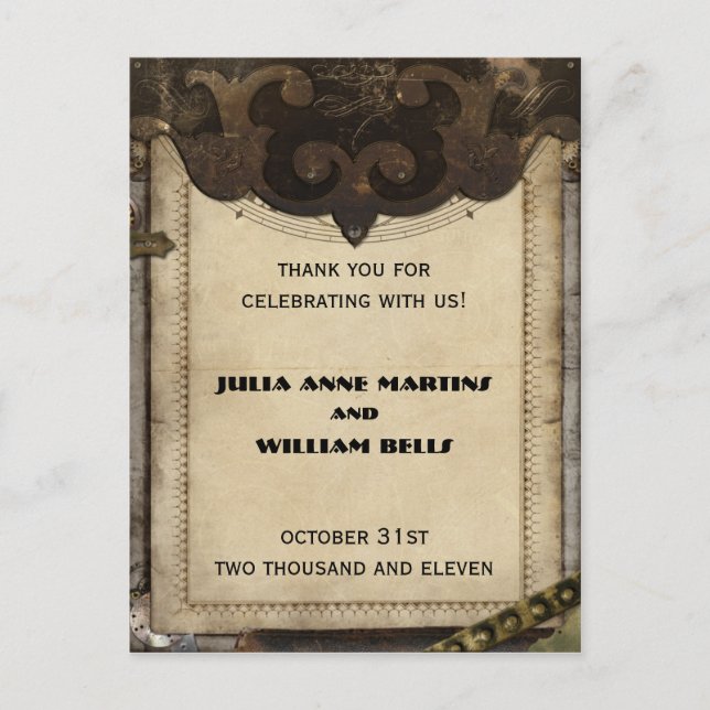 Victorian Steampunk Thank You Postcards (Front)