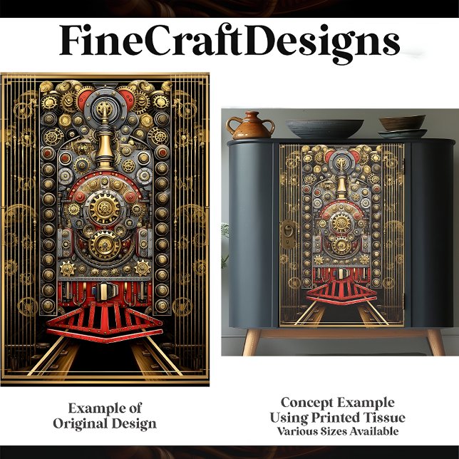 Victorian Steampunk Train Engine G8 Decoupage  Tissue Paper (Creator Uploaded)