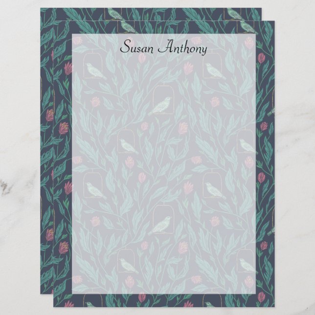 Victorian Steampunk Vintage Bird in Garden Paper (Front/Back)