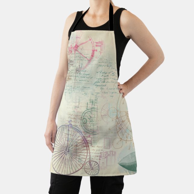 Victorian Steampunk | Watercolor Grunge Pastel Apron (Insitu)