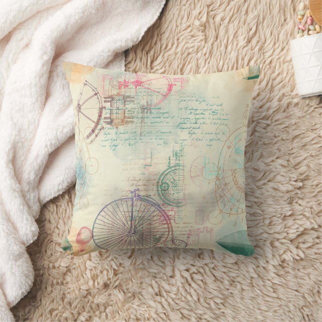 Victorian Steampunk | Watercolor Grunge Pastel Cushion (Blanket)