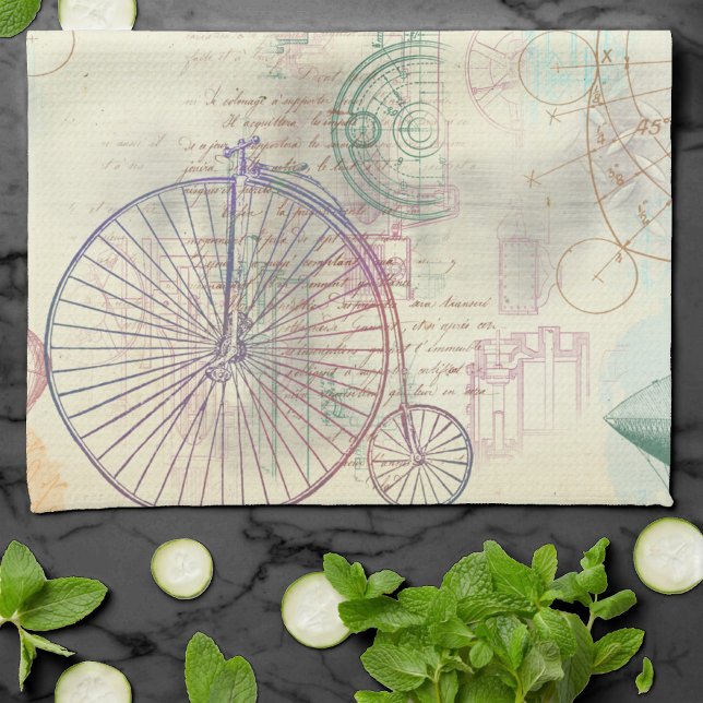 Victorian Steampunk | Watercolor Grunge Pastel Tea Towel (Creator Uploaded)