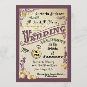 Victorian Steampunk Wedding Invitations