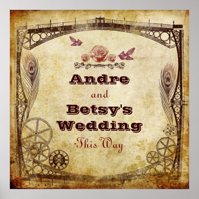 Victorian Steampunk Wedding: "This Way" Sign (Front)