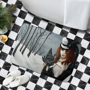 Victorian Steampunk Winter Dragonfly Key Gothic Bath Mat