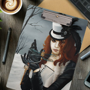 Victorian Steampunk Winter Dragonfly Key Gothic Clipboard