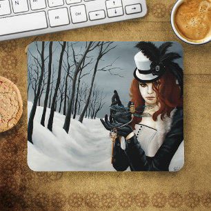 Victorian Steampunk Winter Dragonfly Key Gothic Mouse Pad