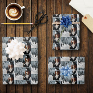 Victorian Steampunk Winter Dragonfly Key Gothic Wrapping Paper Sheet