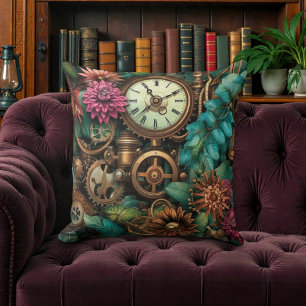 Victorian Steampunk with Flowers Cushion