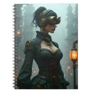 Victorian Steampunk Woman in Green Notebook