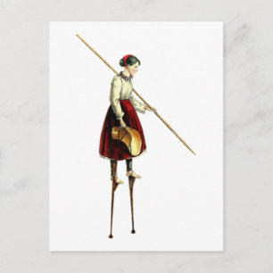 Victorian Stilt Walker Woman Postcard