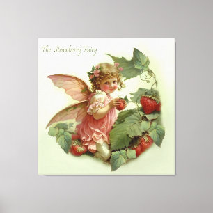 Victorian “Strawberry Fairy” in a Leafy Garden Canvas Print