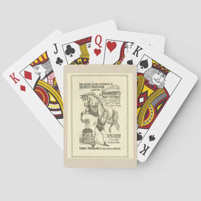 Victorian strongman Eugen Sandow lifting horse Playing Cards (Back)