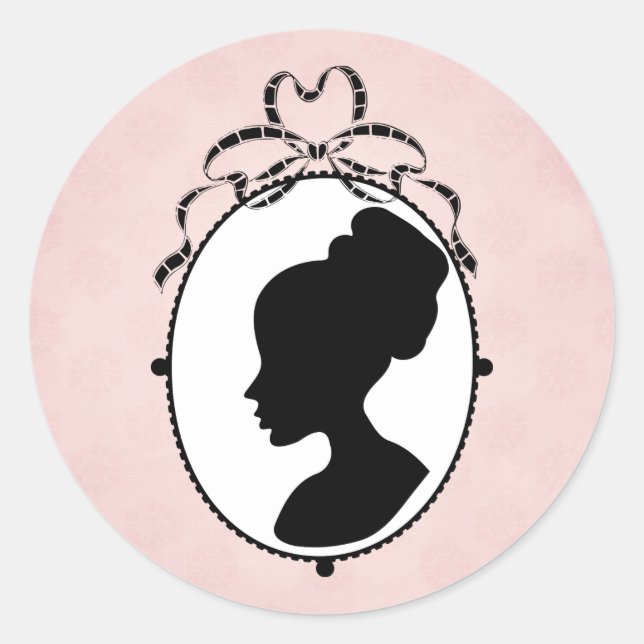 Victorian Style 60s Cameo Classic Round Sticker (Front)