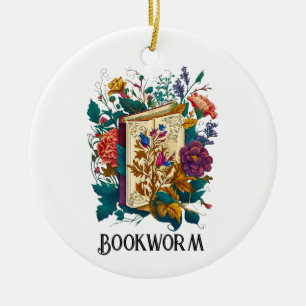 Victorian style Bookworm design Ceramic Tree Decoration