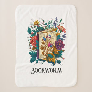 Victorian style Bookworm design Sherpa Blanket