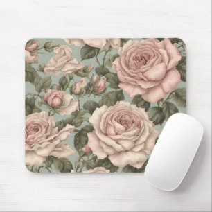 Victorian Style Country Garden Rose Print Mousepad