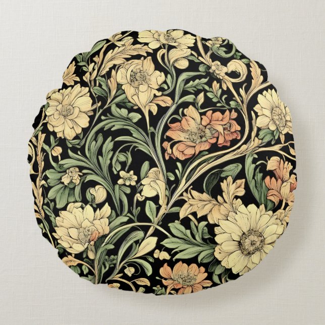 Victorian-style floral pattern  round cushion (Front)