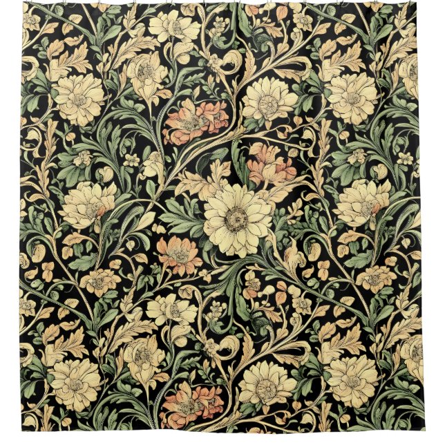 Victorian-style floral pattern  shower curtain (Front)