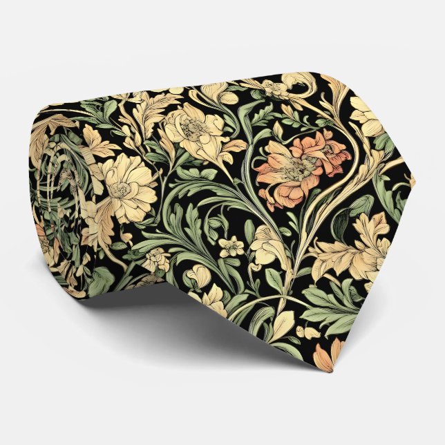 Victorian-style floral pattern  tie (Rolled)
