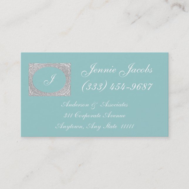 Victorian style frame with a carved appearance business card (Front)