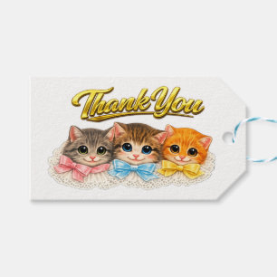 Victorian Style Kittens Ribbons and Lace Thank You Gift Tags