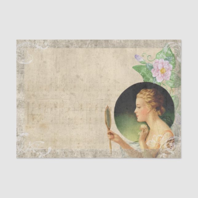 Victorian Style Lady Looking at Herself  Tissue Paper (Front)