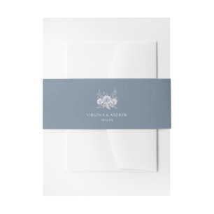 Victorian-style Wedding in Blue with White Flowers Invitation Belly Band