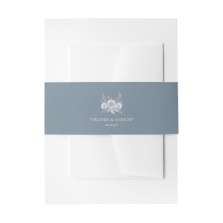 Victorian-style Wedding in Blue with White Flowers Invitation Belly Band