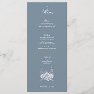 Victorian-style Wedding in Blue with White Flowers Menu