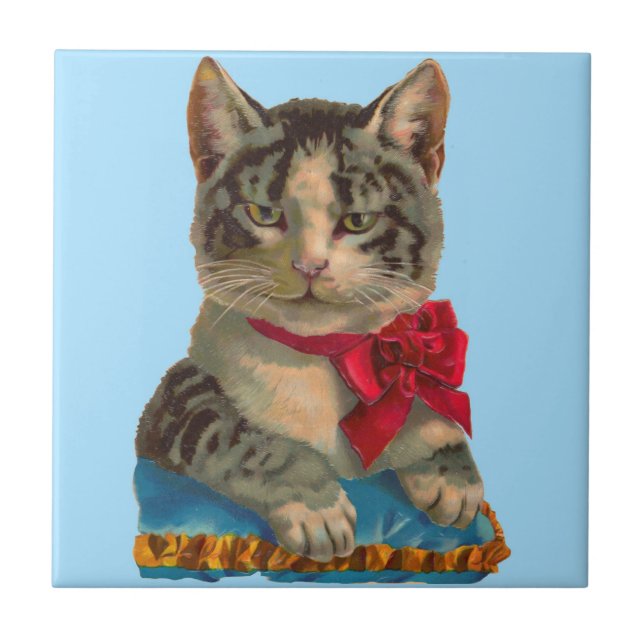 Victorian tabby cat tile (Front)