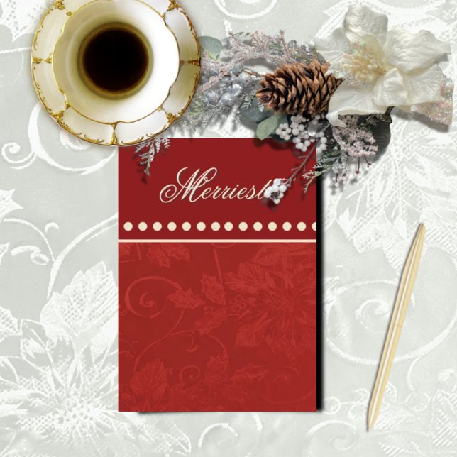 Victorian Tapestry Cranberry Folded Greeting Card (Creator Uploaded)