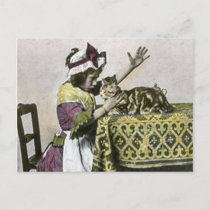 Victorian Tea Time With Kitty Tea Party Vintage Invitation Postcard