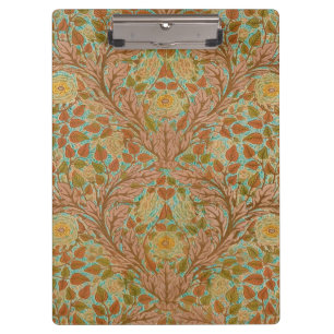 Victorian Terracotta Rose and Leaf Botanical Print Clipboard