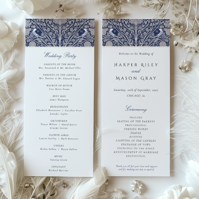 Victorian-Themed Wedding Ceremony Program Card (Creator Uploaded)