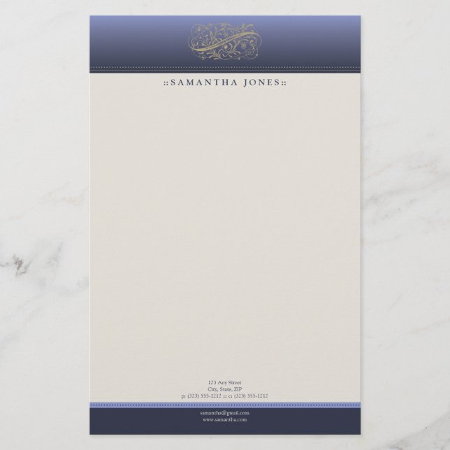 Victorian Thistle Blue Customised Stationery (Front)