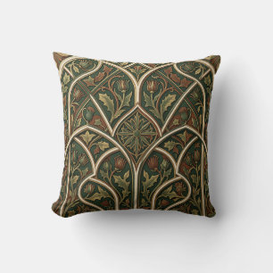 Victorian Thistle Floral Pattern Dark Green  Cushion