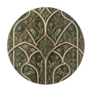 Victorian Thistle Floral Pattern Dark Green  Cutting Board