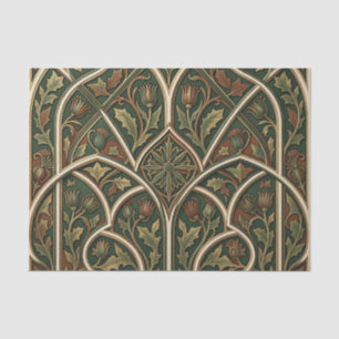Victorian Thistle Floral Pattern Dark Green Tissue Paper