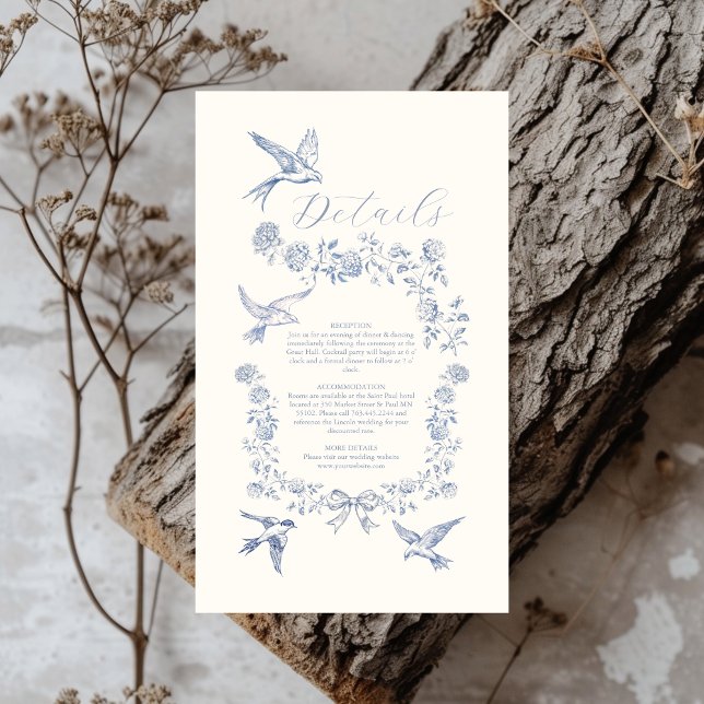 Victorian Toile French Blue Classic Wedding Enclosure Card (Creator Uploaded)