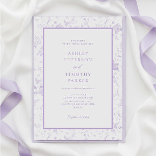 Victorian Toile French Lavender Classic Wedding Invitation