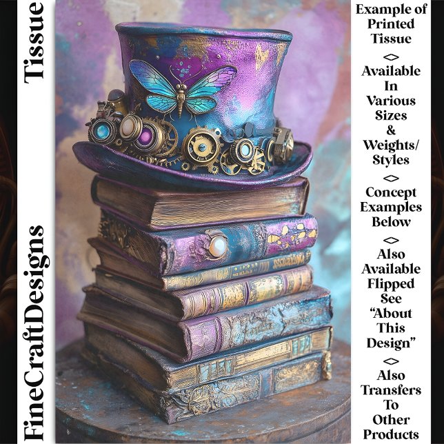 Victorian Top Hat & Antique Books CZ5R Decoupage Tissue Paper (Creator Uploaded)