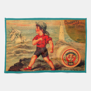 Victorian trade card Chadwick’s Spool Cotton Tea Towel