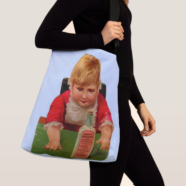 Victorian trade card: Scott's Emulsion Castor Oil Crossbody Bag (Close Up)