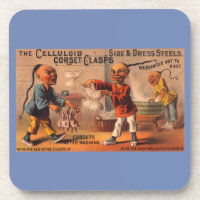 Victorian tradecard celluloid corset clasps