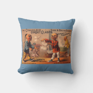 Victorian tradecard celluloid corset clasps cushion