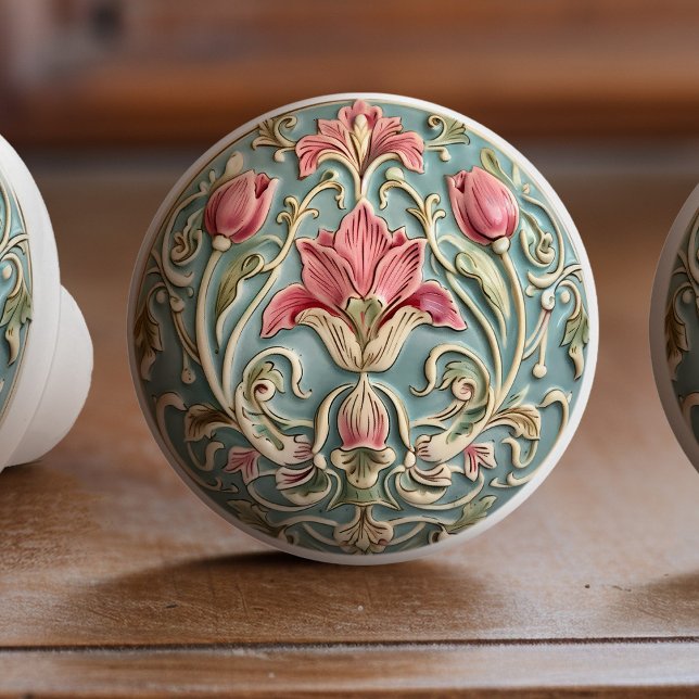 Victorian Tulip Charm Ceramic Knob Pull (Creator Uploaded)